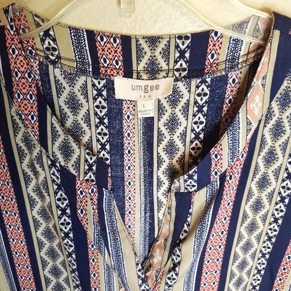 Umgee Tribal Print Vertical Striped Tunic or Dress in Size L *See Measurements - Picture 5 of 5